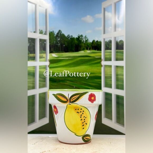 Pear Multi Colored Handmade Ceramic Planter Pot with drainage hole - Picture 1 of 10